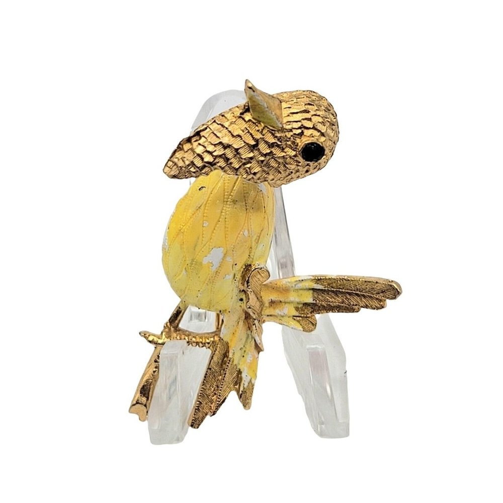 Vintage Trembling Enamel Bird Brooch (A75)